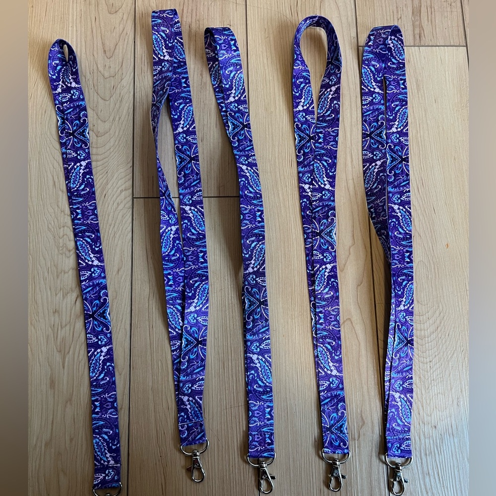 Lot of 5 Purple Paisley Lanyards (See Description)